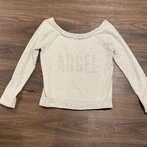 Victoria's Secret Gray White Sequin Angel Sweatshirt Top